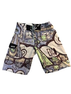 Ergobaby Multicolor Graphic Men’s Hybrid Casual Vacation Swim Board Shorts